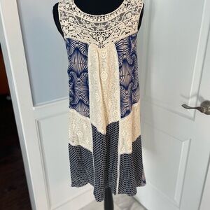 Altar'd State Blue and Cream Sleeveless Sundress